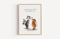 Hase und Waschbär - Kunstdruck
