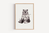 Braunbär in Aquarell - Kunstdruck