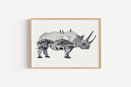 Savannennashorn in Aquarell - Kunstdruck