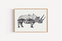 Savannennashorn in Aquarell - Kunstdruck