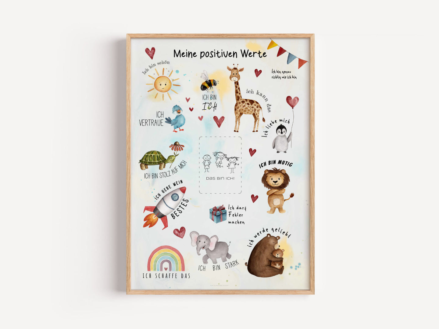 Affirmationsposter „Meine positiven Werte“ für Kinder