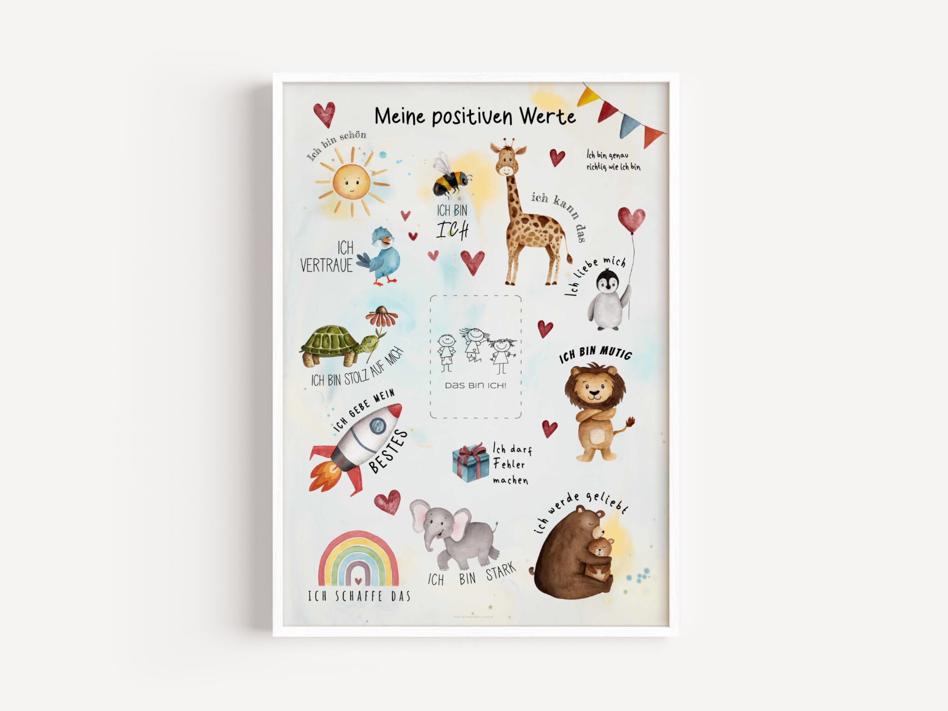 Affirmationsposter „Meine positiven Werte“ für Kinder
