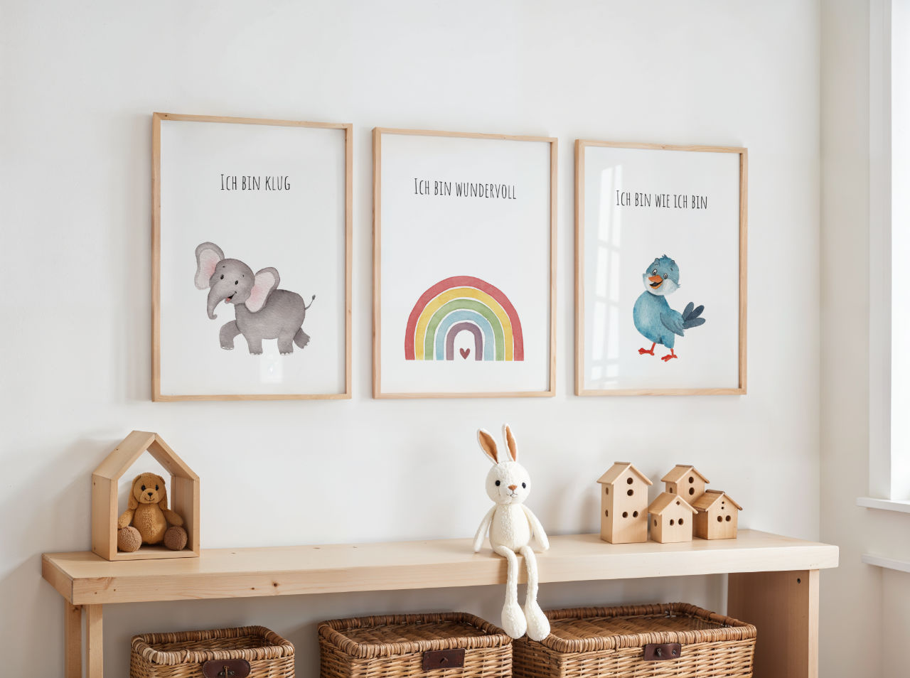 Vogel "Ich bin wie ich bin" -  Kunstdruck Affirmation für Kinder