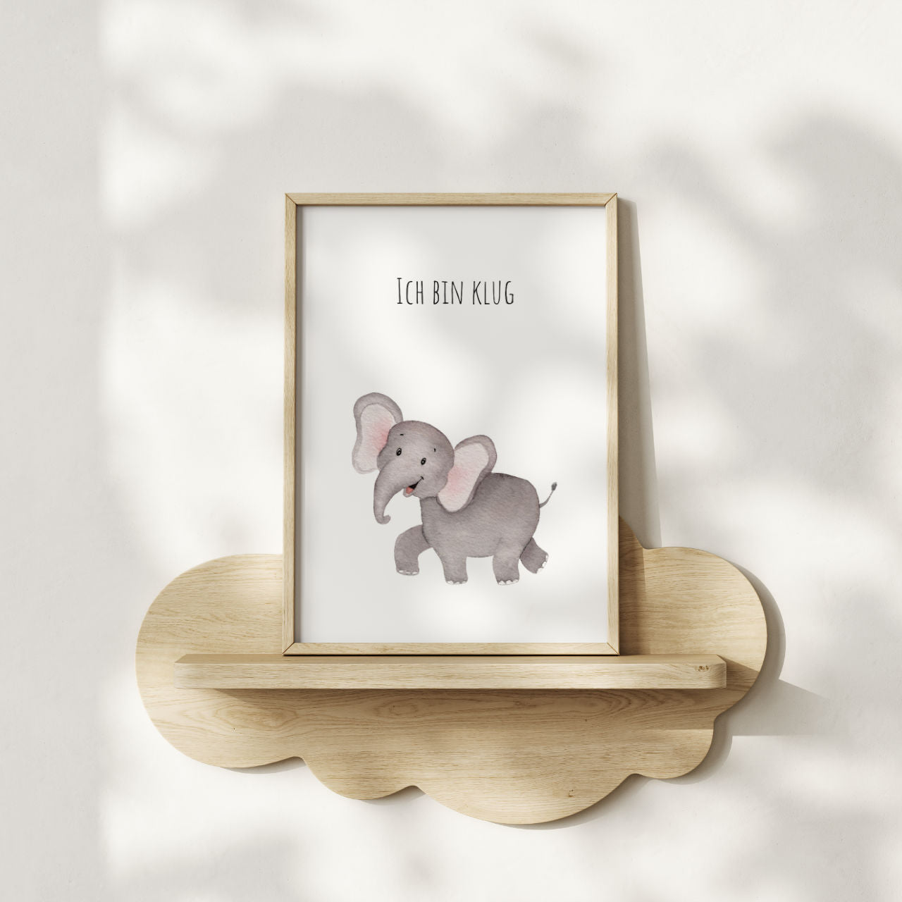 Elefant "Ich bin klug" -  Kunstdruck Affirmation für Kinder