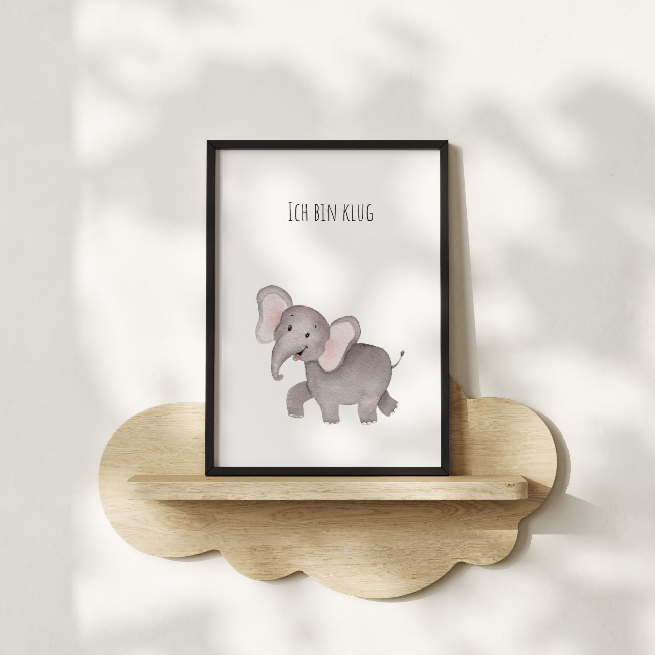 Elefant "Ich bin klug" -  Kunstdruck Affirmation für Kinder