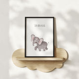 Elefant "Ich bin klug" -  Kunstdruck Affirmation für Kinder