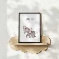 Elefant "Ich bin klug" -  Kunstdruck Affirmation für Kinder