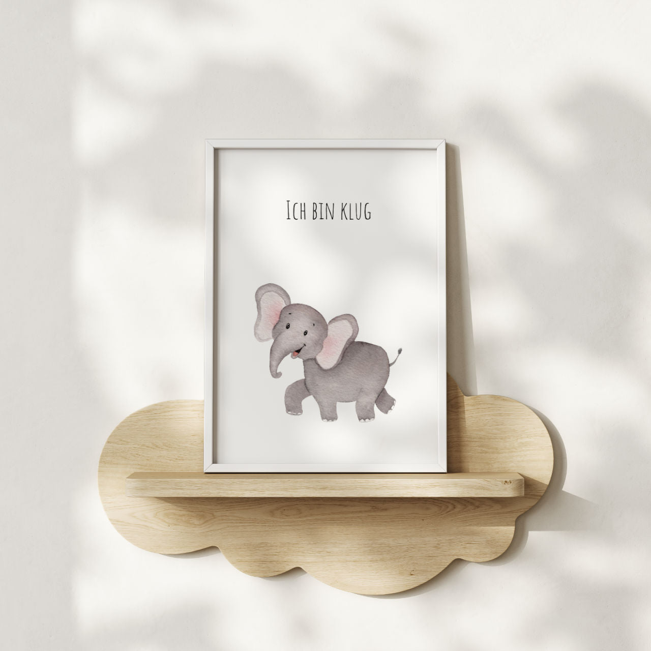 Elefant "Ich bin klug" -  Kunstdruck Affirmation für Kinder