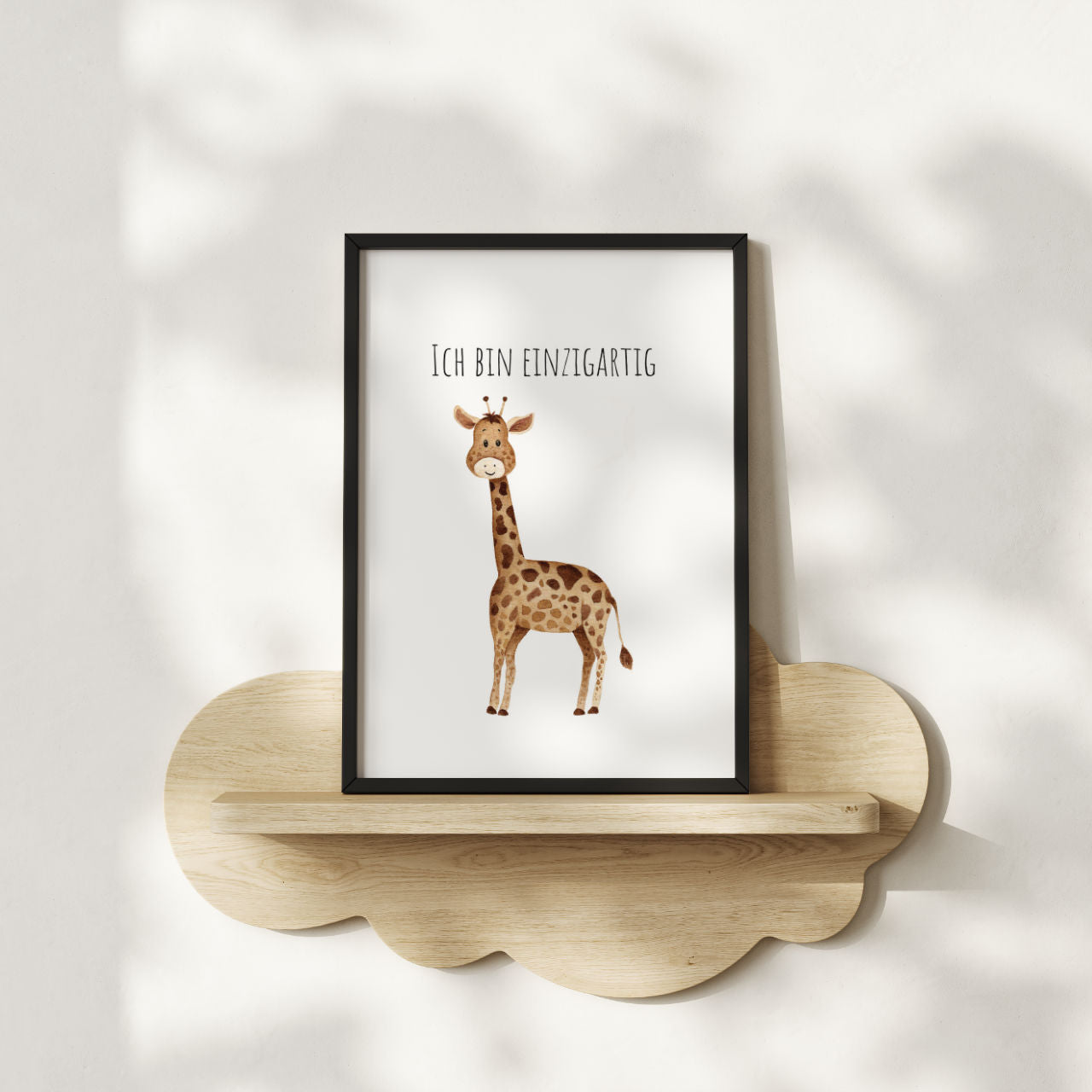 Giraffe  "Ich bin einzigartig" -  Kunstdruck Affirmation für Kinder