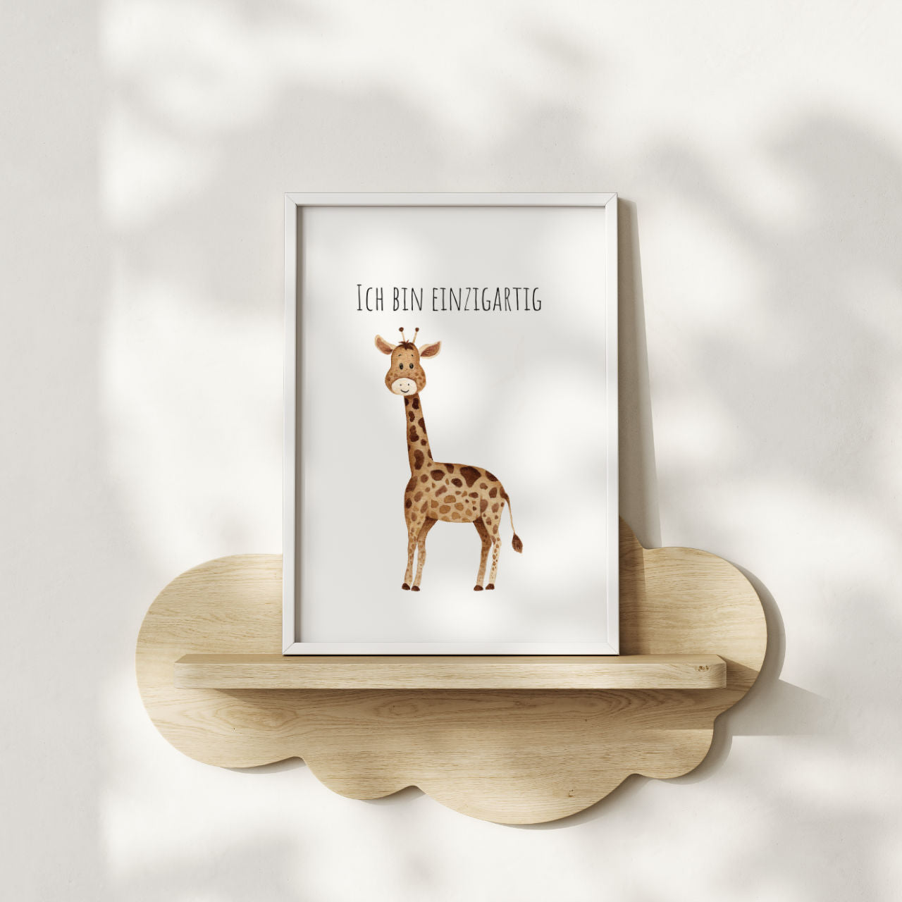 Giraffe  "Ich bin einzigartig" -  Kunstdruck Affirmation für Kinder