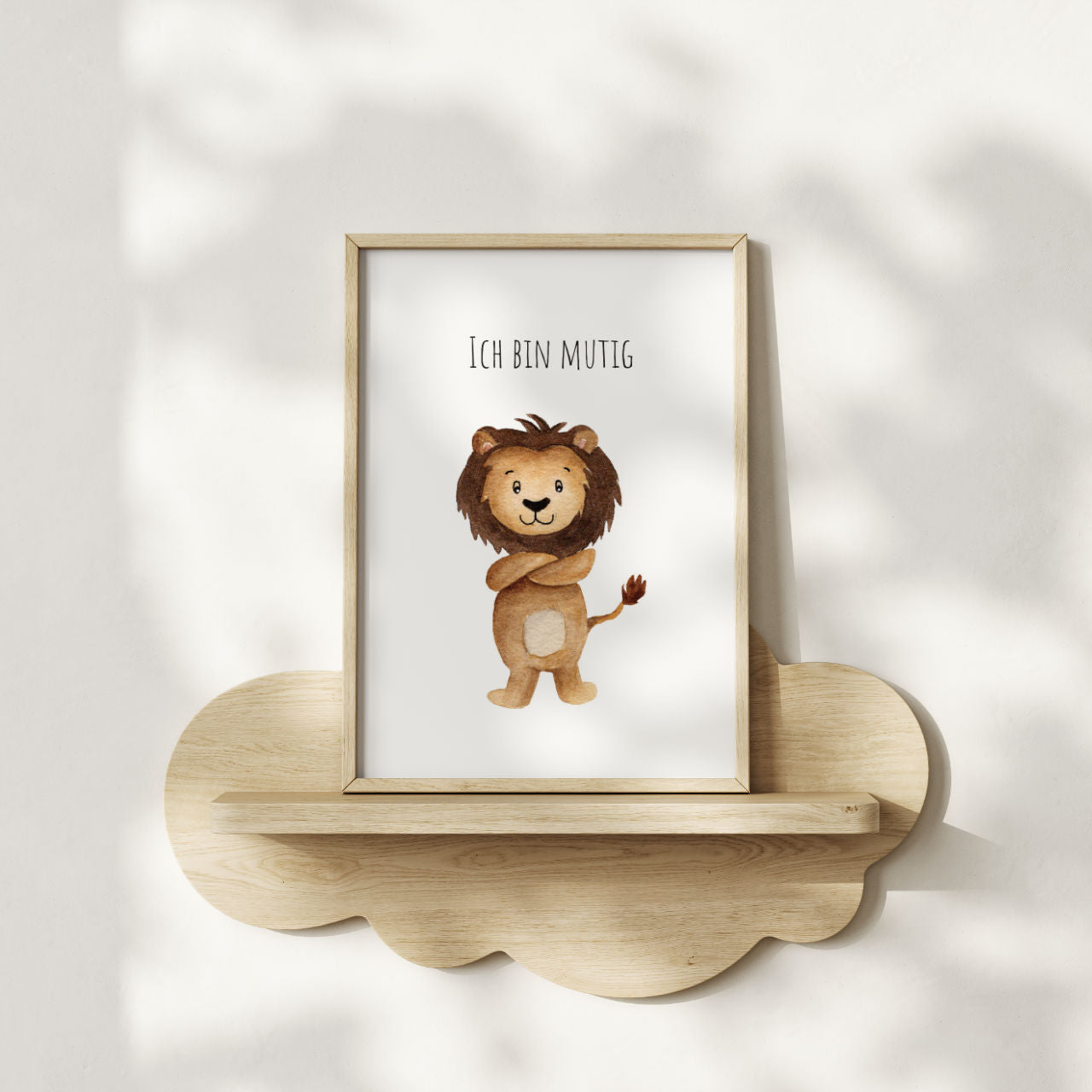 Kleiner Löwe "Ich bin mutig" -  Kunstdruck Affirmation für Kinder