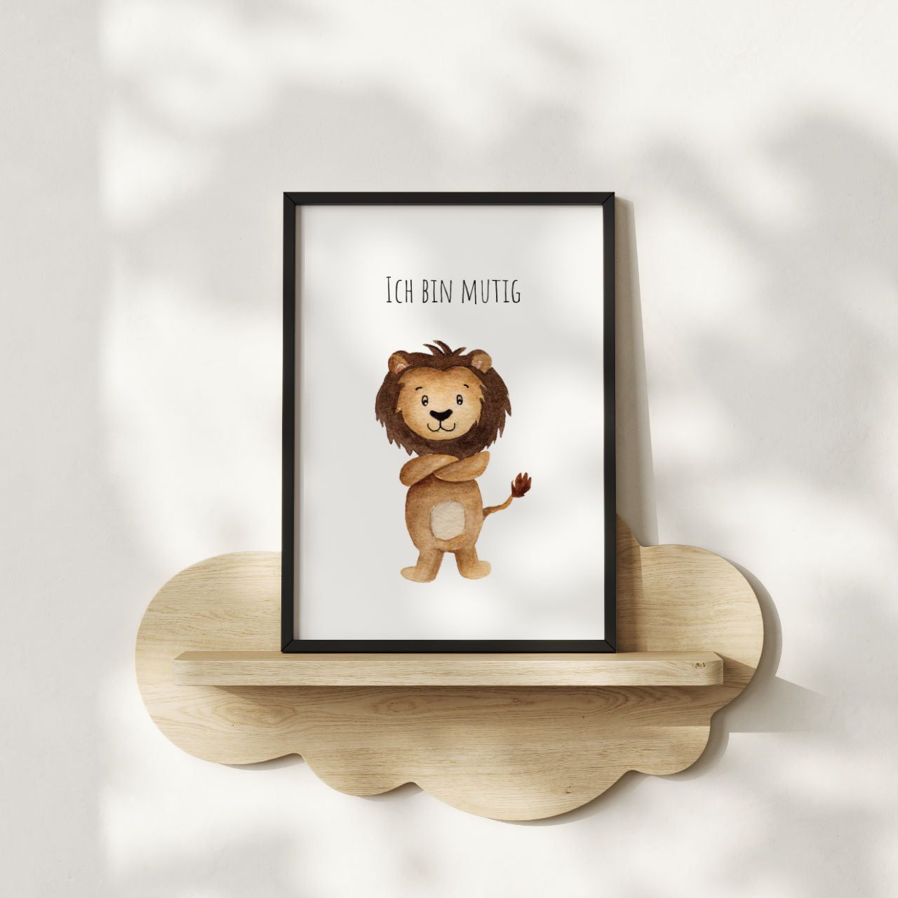 Kleiner Löwe "Ich bin mutig" -  Kunstdruck Affirmation für Kinder