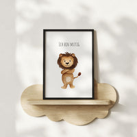 Kleiner Löwe "Ich bin mutig" -  Kunstdruck Affirmation für Kinder