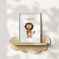 Kleiner Löwe "Ich bin mutig" -  Kunstdruck Affirmation für Kinder