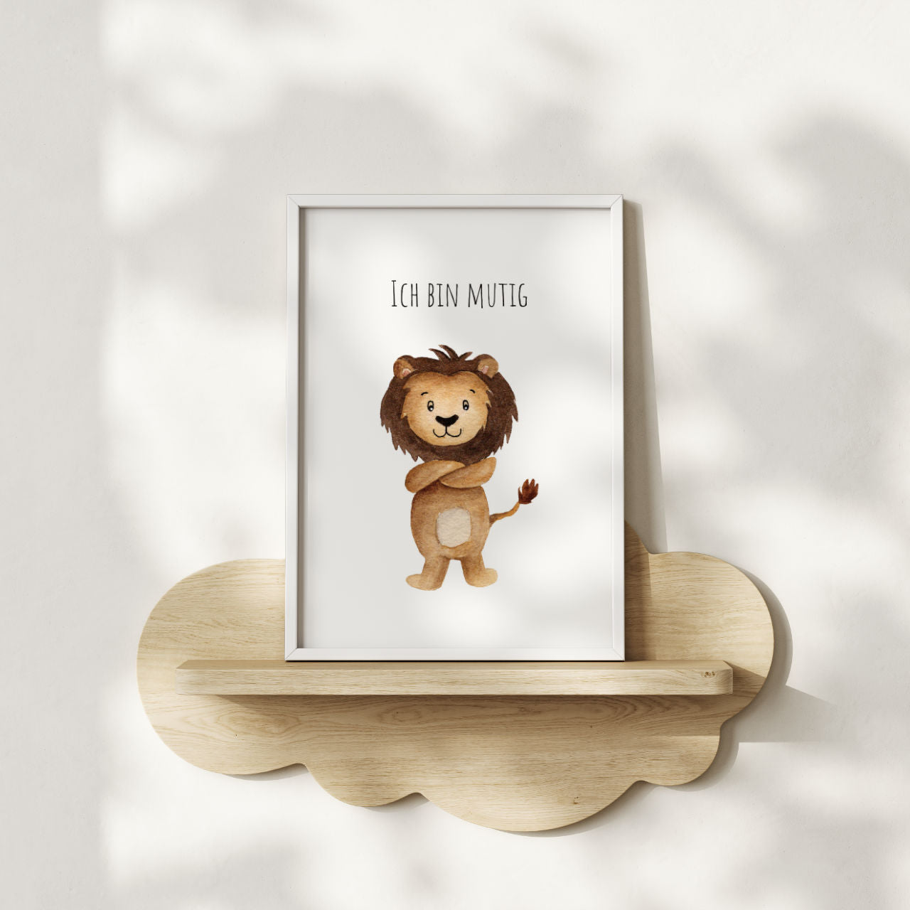 Kleiner Löwe "Ich bin mutig" -  Kunstdruck Affirmation für Kinder