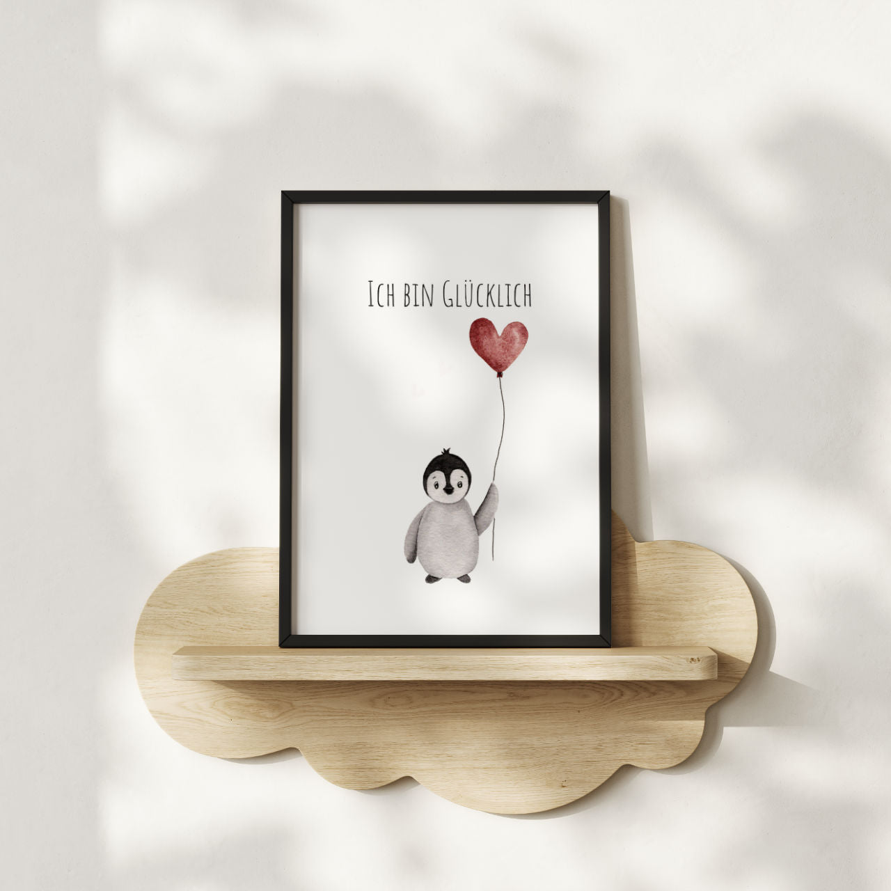 Pinguin "Ich bin glücklich" -  Kunstdruck Affirmation für Kinder