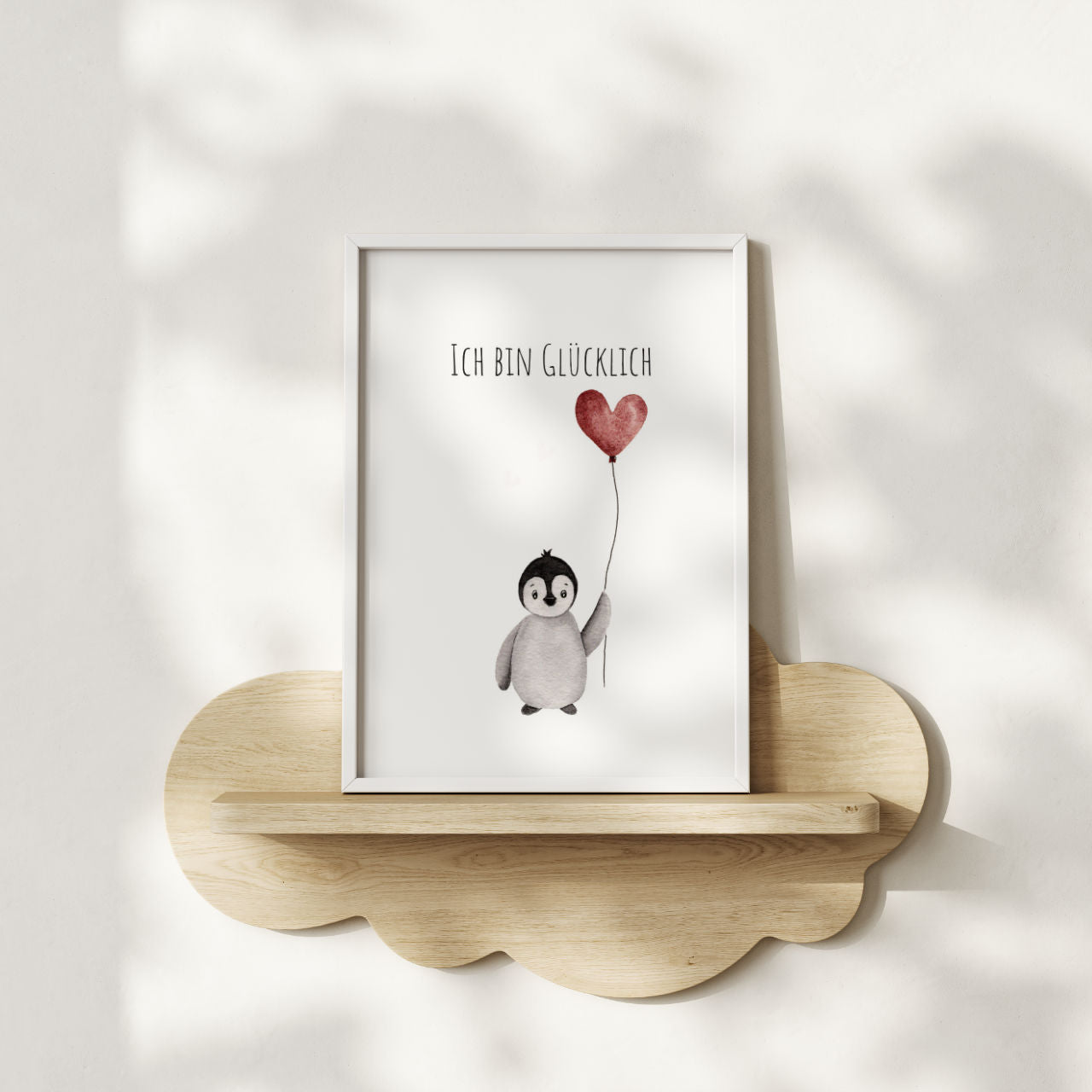 Pinguin "Ich bin glücklich" -  Kunstdruck Affirmation für Kinder