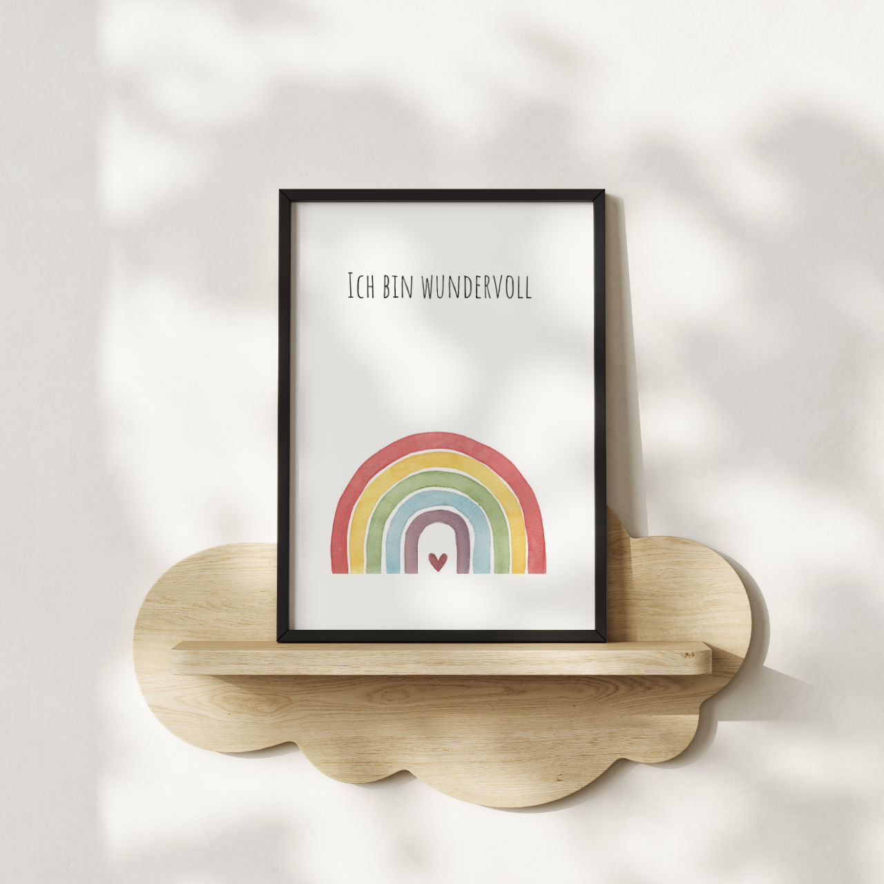 Regenbogen "Ich bin wundervoll" -  Kunstdruck Affirmation für Kinder