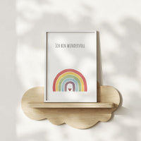 Regenbogen "Ich bin wundervoll" -  Kunstdruck Affirmation für Kinder