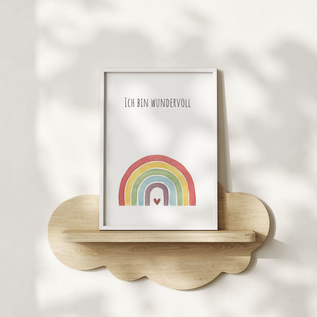 Regenbogen "Ich bin wundervoll" -  Kunstdruck Affirmation für Kinder