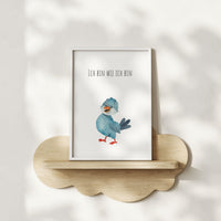 Vogel "Ich bin wie ich bin" -  Kunstdruck Affirmation für Kinder