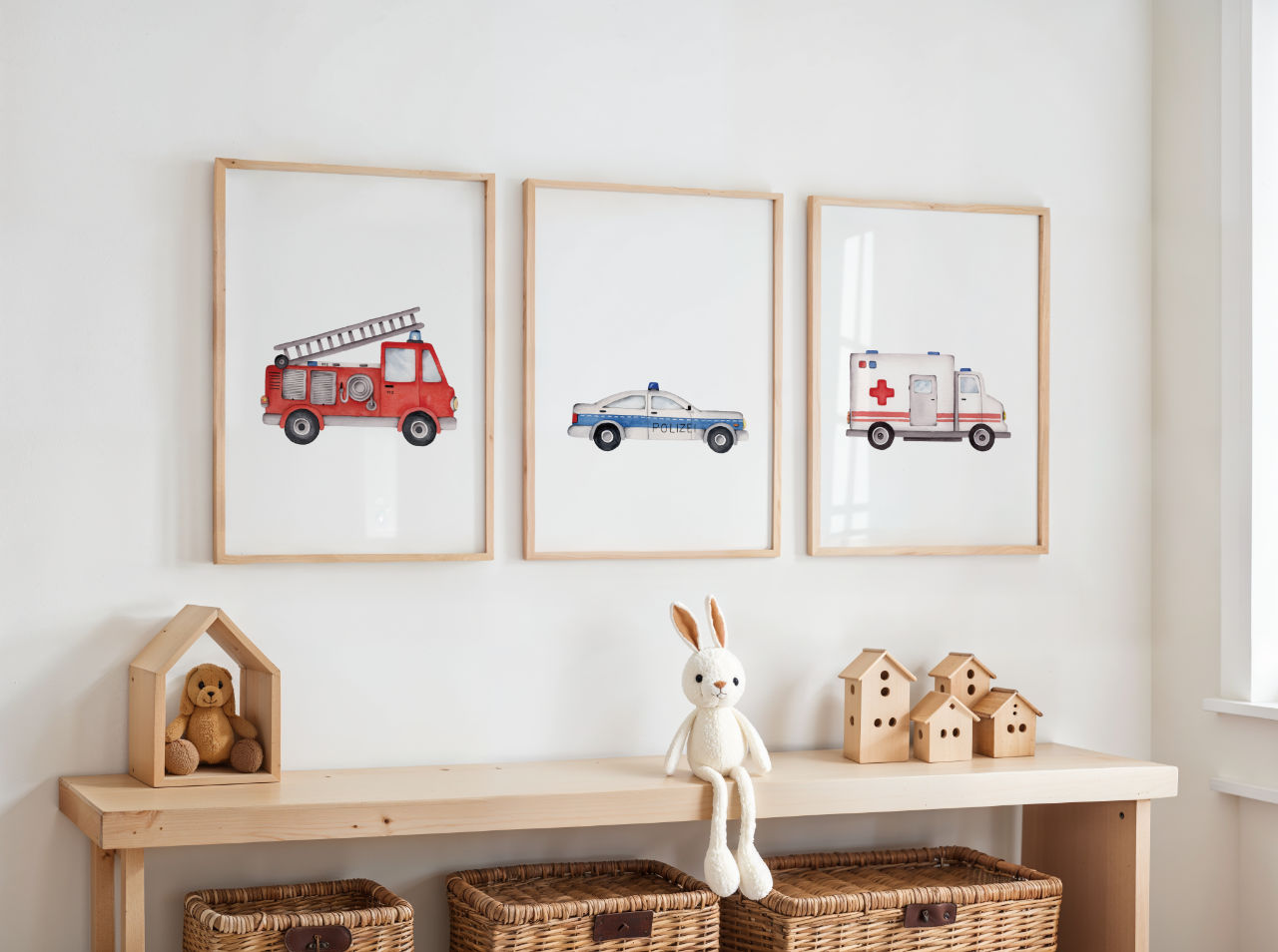 Rettungswagen -  Kunstdruck für Kinder