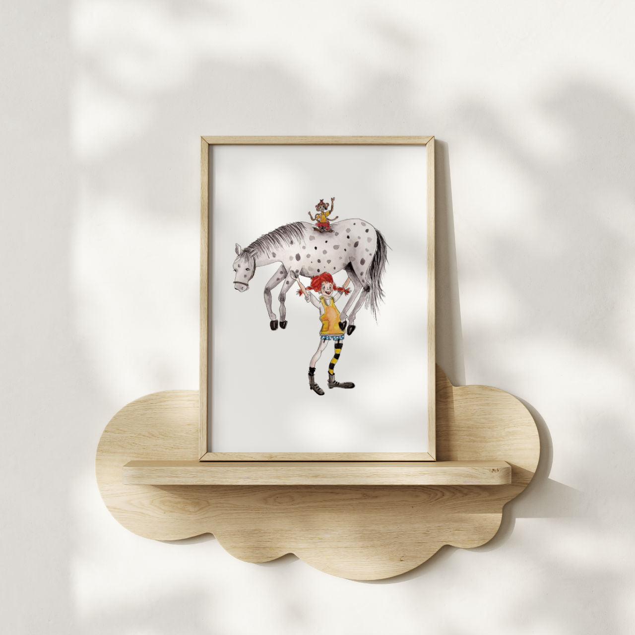 Mädchen mit Pferd & Affe - Kunstdruck