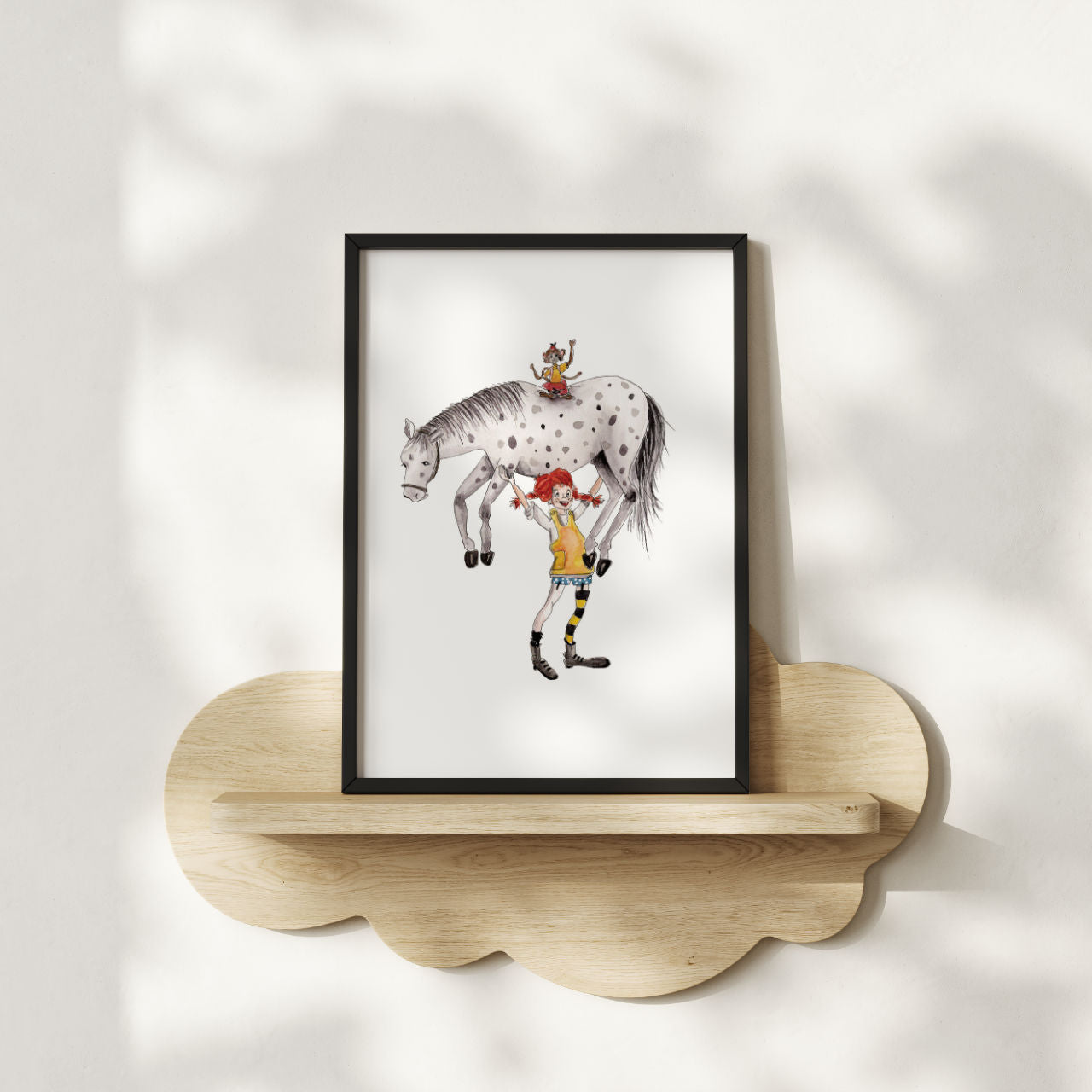 Mädchen mit Pferd & Affe - Kunstdruck