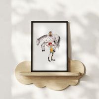 Mädchen mit Pferd & Affe - Kunstdruck