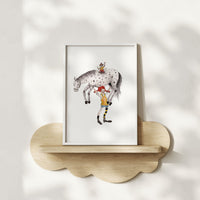 Mädchen mit Pferd & Affe - Kunstdruck