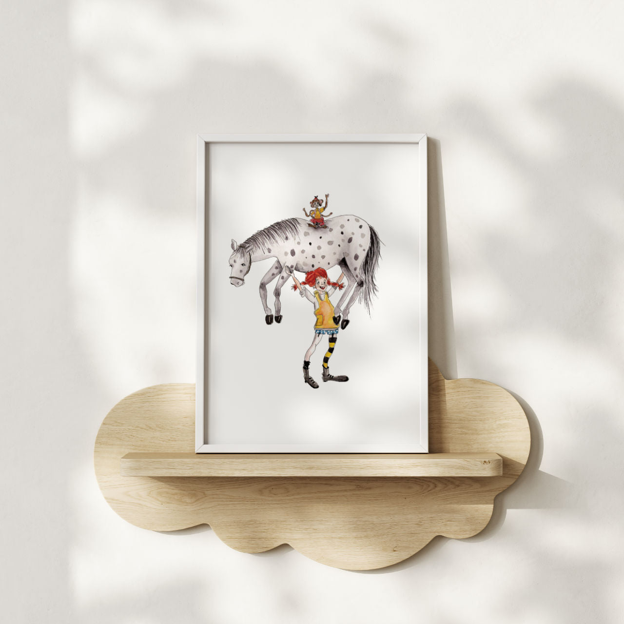 Mädchen mit Pferd & Affe - Kunstdruck