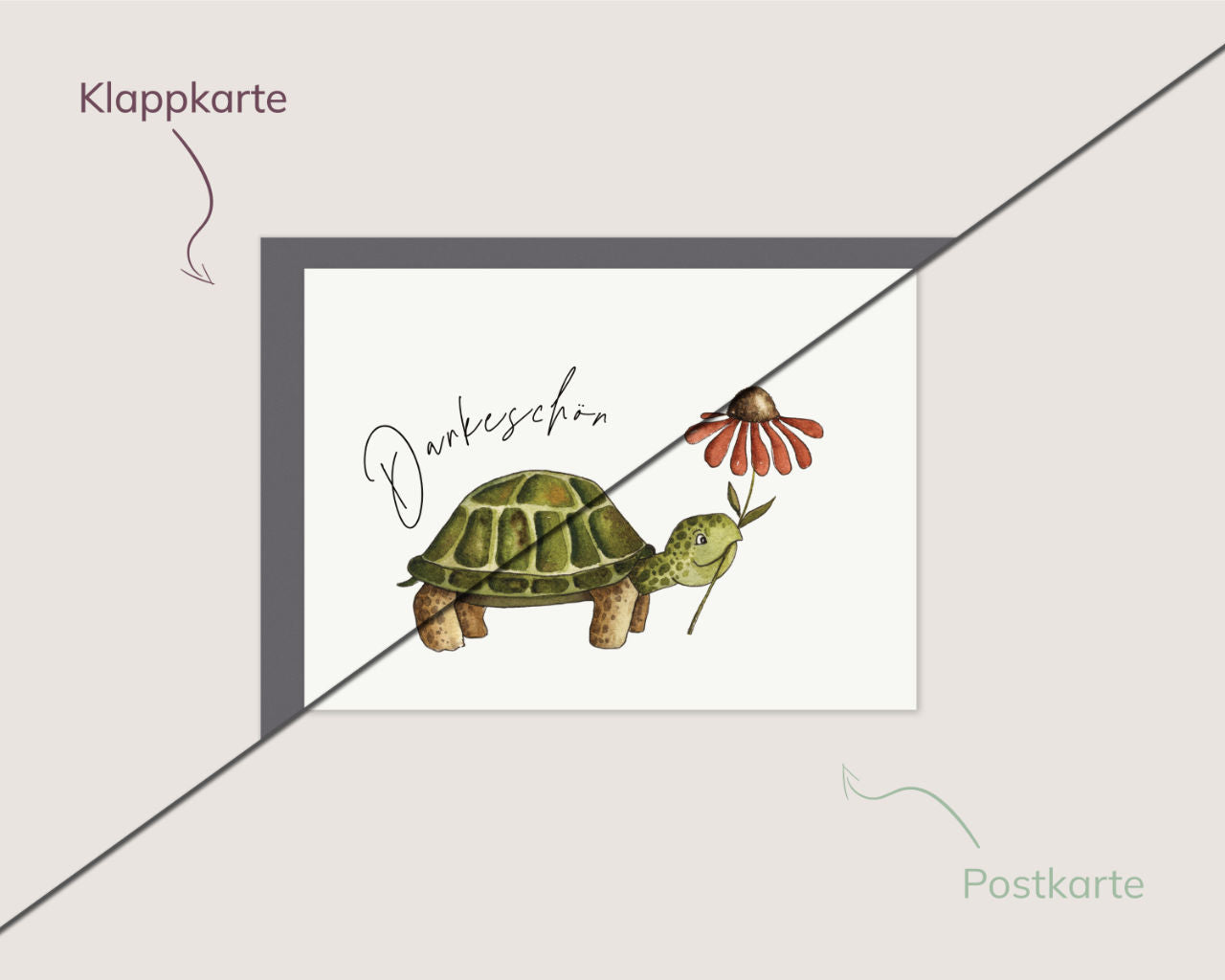 Dankeschön – Schildkröte mit Blüte