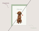 Für dich! – Retriever mit Tulpe