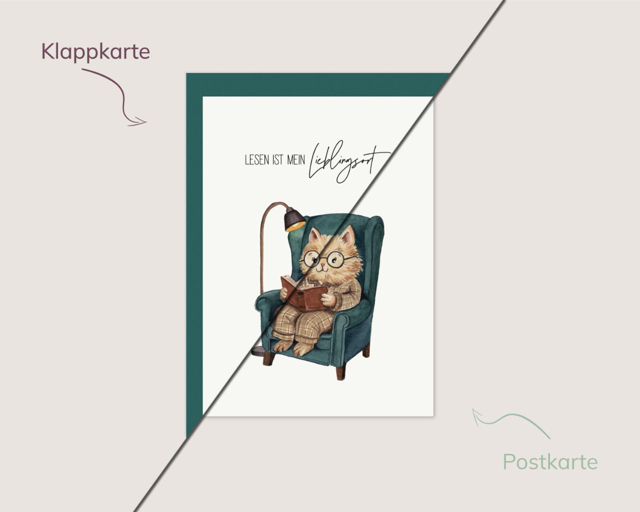 Lesen ist mein Lieblingsort – Kater im Ohrensessel