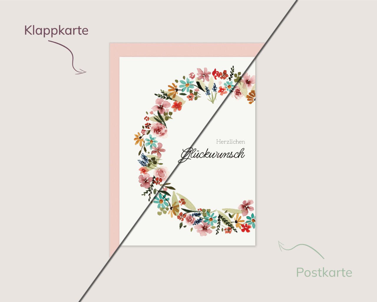 Herzlichen Glückwunsch – Bunter Blumenkranz