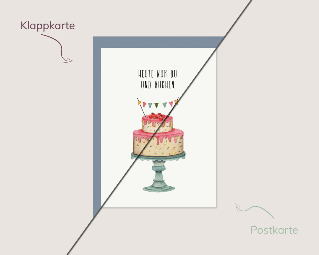 Heute nur du. Und Kuchen. – Zweistöckige Tortenkarte