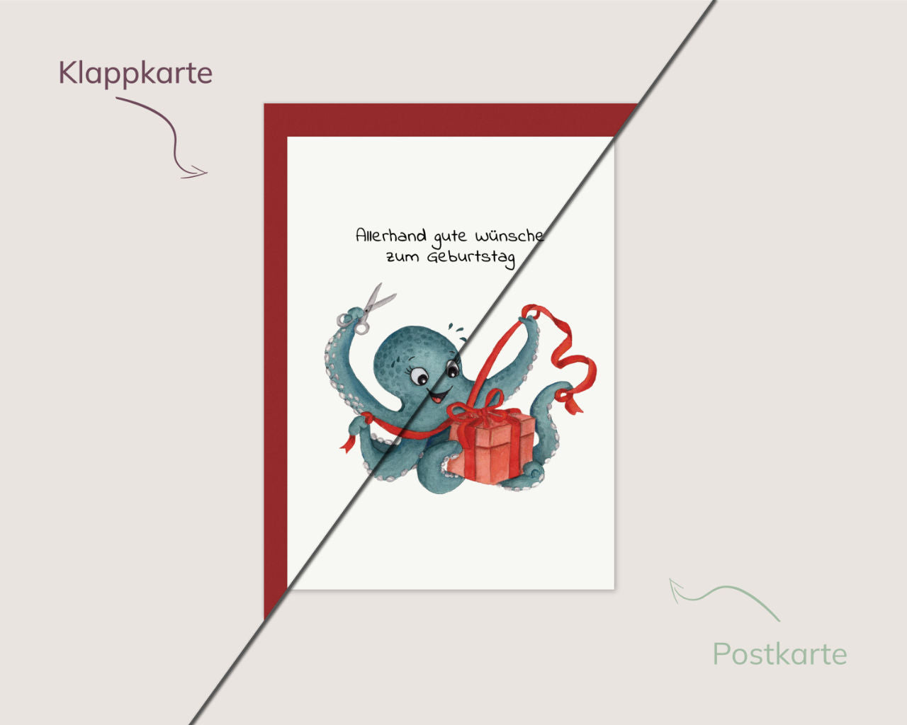 Allerhand gute Wünsche – Krake mit Geschenk