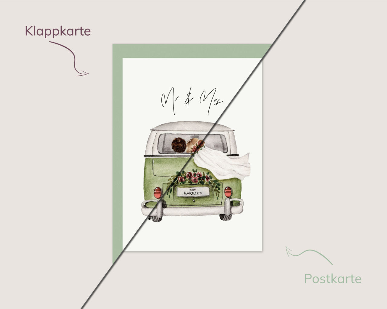 Mr & Mrs – Hochzeits Bulli mit Brautpaar