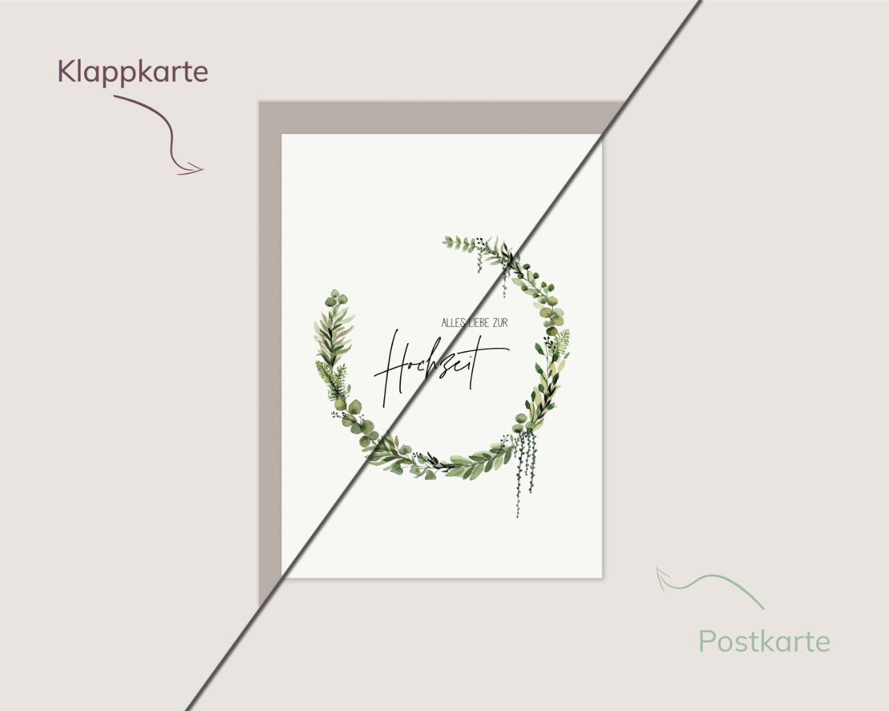 Alles Liebe zur Hochzeit – Grüner Blätterkranz