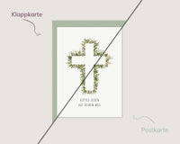 Gottes Segen auf deinem Weg – Weißes Kreuz mit Blüten