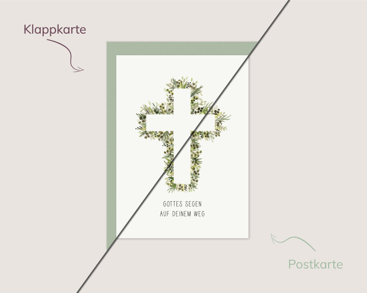 Gottes Segen auf deinem Weg – Weißes Kreuz mit Blüten