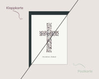 Herzliches Beileid – Florales Kreuz in warmem Grau