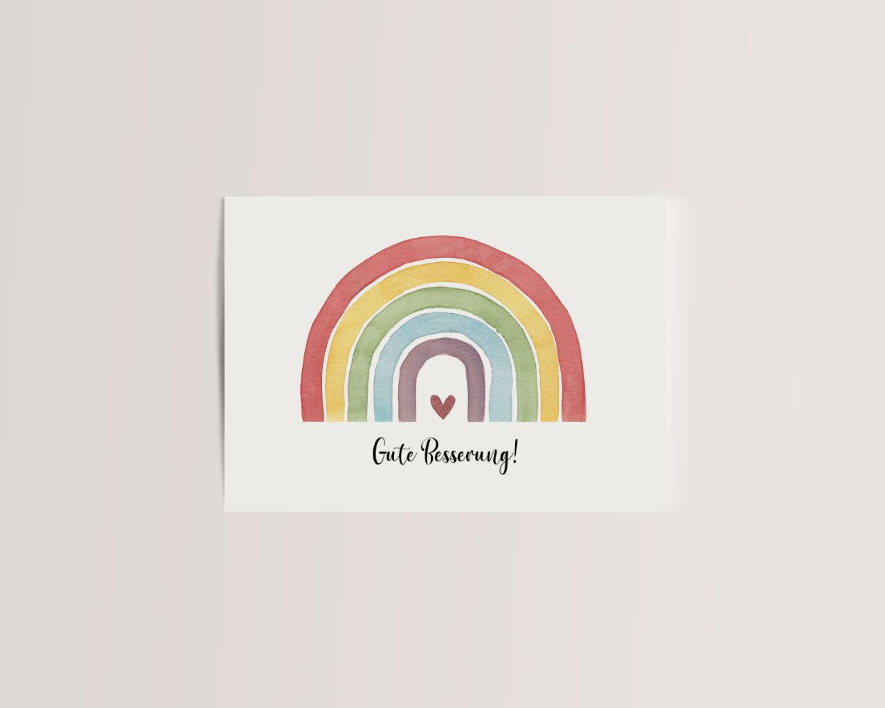 Gute Besserung – Regenbogenkarte mit Herz