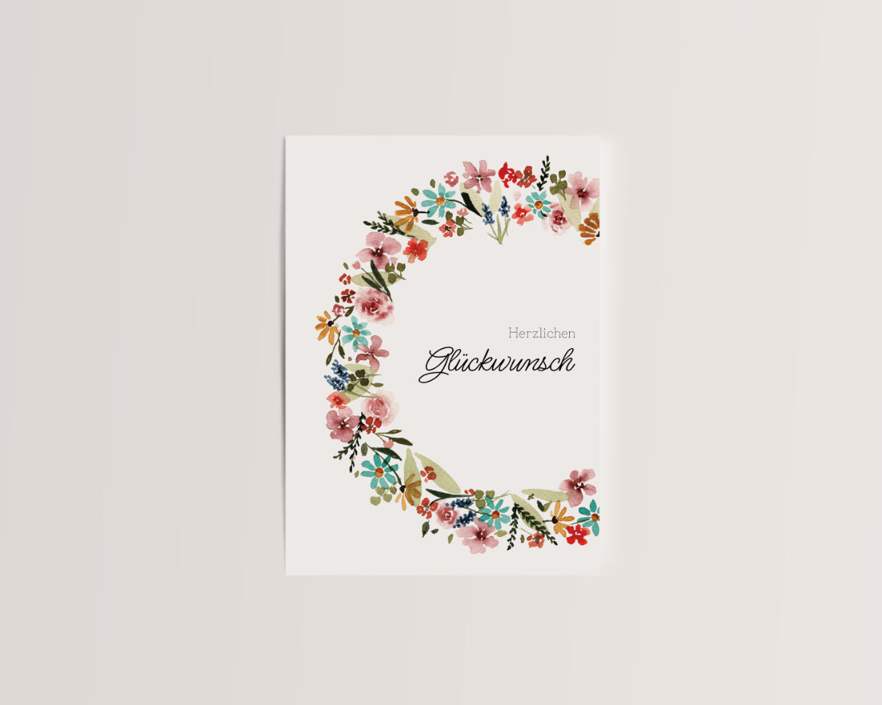 Herzlichen Glückwunsch – Bunter Blumenkranz