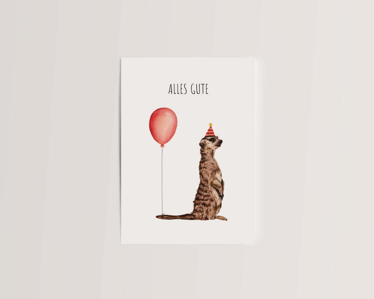 Alles Gute – Erdmännchen mit Luftballon