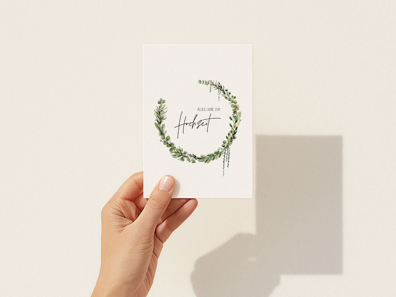 Alles Liebe zur Hochzeit – Grüner Blätterkranz