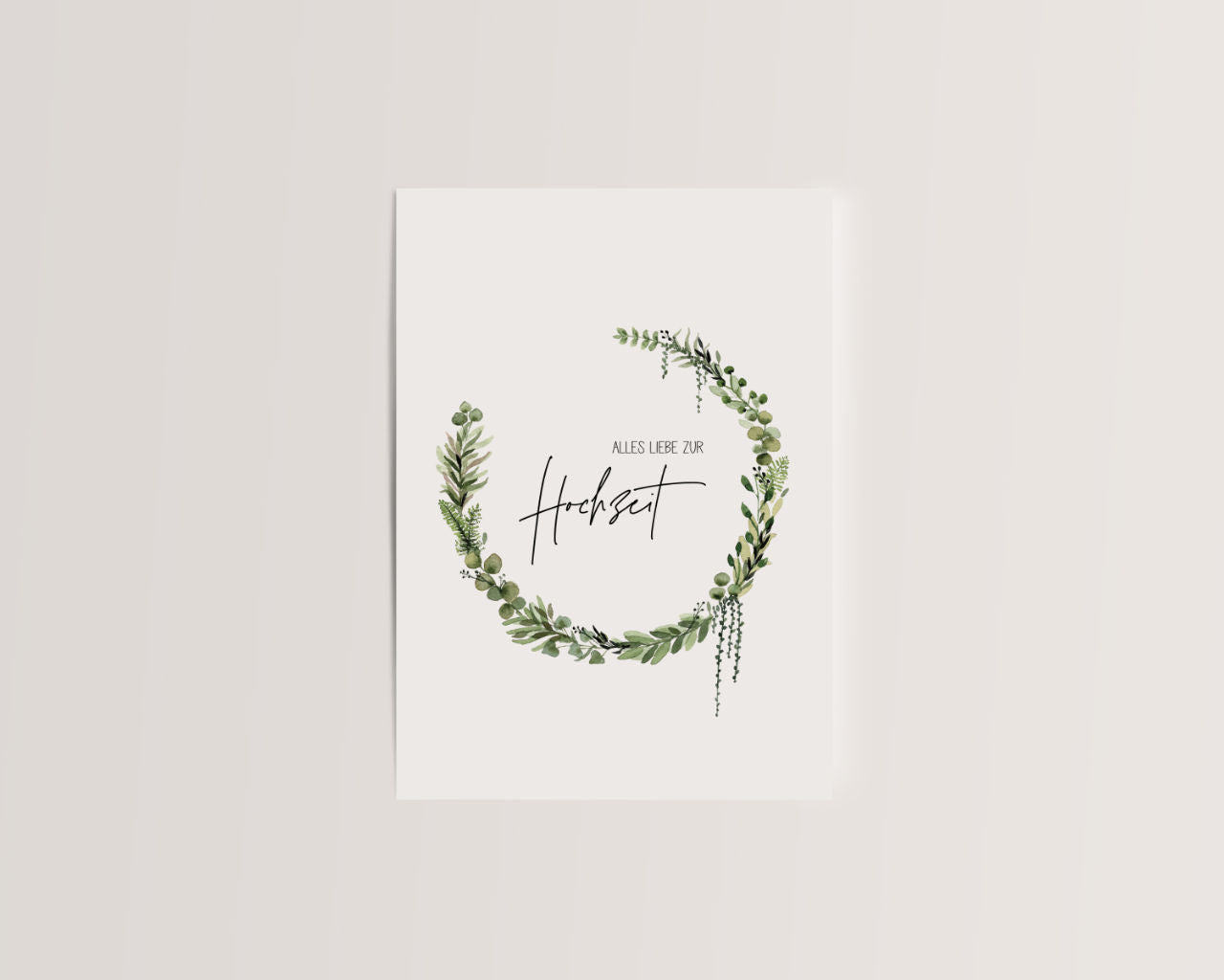 Alles Liebe zur Hochzeit – Grüner Blätterkranz