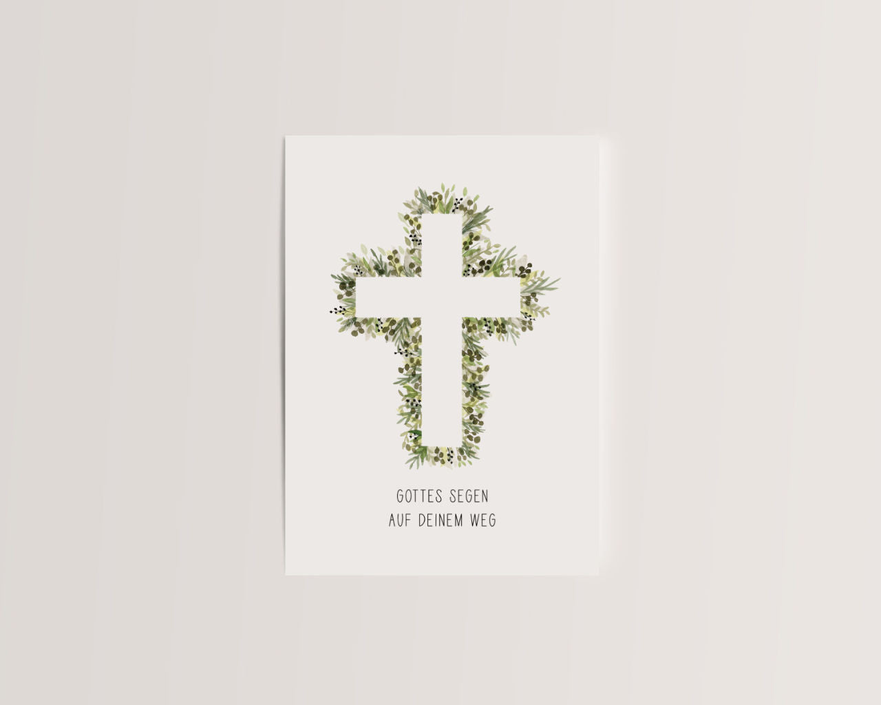 Gottes Segen auf deinem Weg – Weißes Kreuz mit Blüten