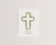 Gottes Segen auf deinem Weg – Weißes Kreuz mit Blüten