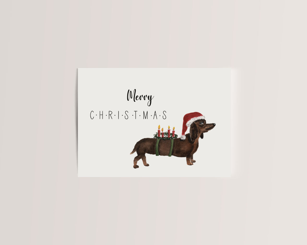 Merry Christmas – Dackel mit Adventskranz
